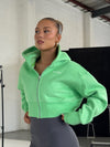 Base Cropped Zip Hoodie - Electric Green