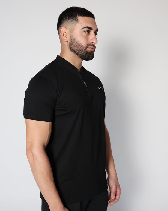 Training Zip Up Muscle Tee - Black