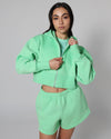 Base Cropped Zip Hoodie - Electric Green