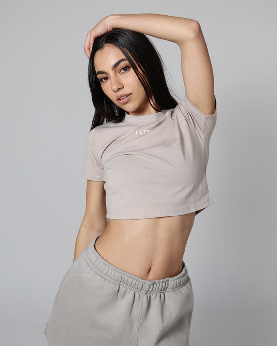 Base Crop Tee - Cool Grey