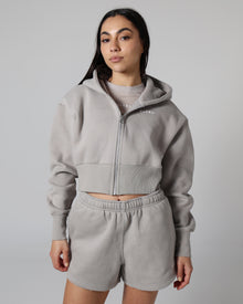  Base Cropped Zip Hoodie - Cool Grey