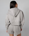 Base Cropped Zip Hoodie - Cool Grey