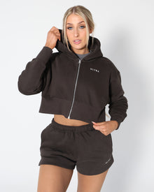  Base Cropped Zip Hoodie - Char