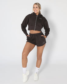  Base Cropped Zip Hoodie - Char