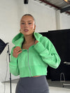 Base Cropped Zip Hoodie - Electric Green